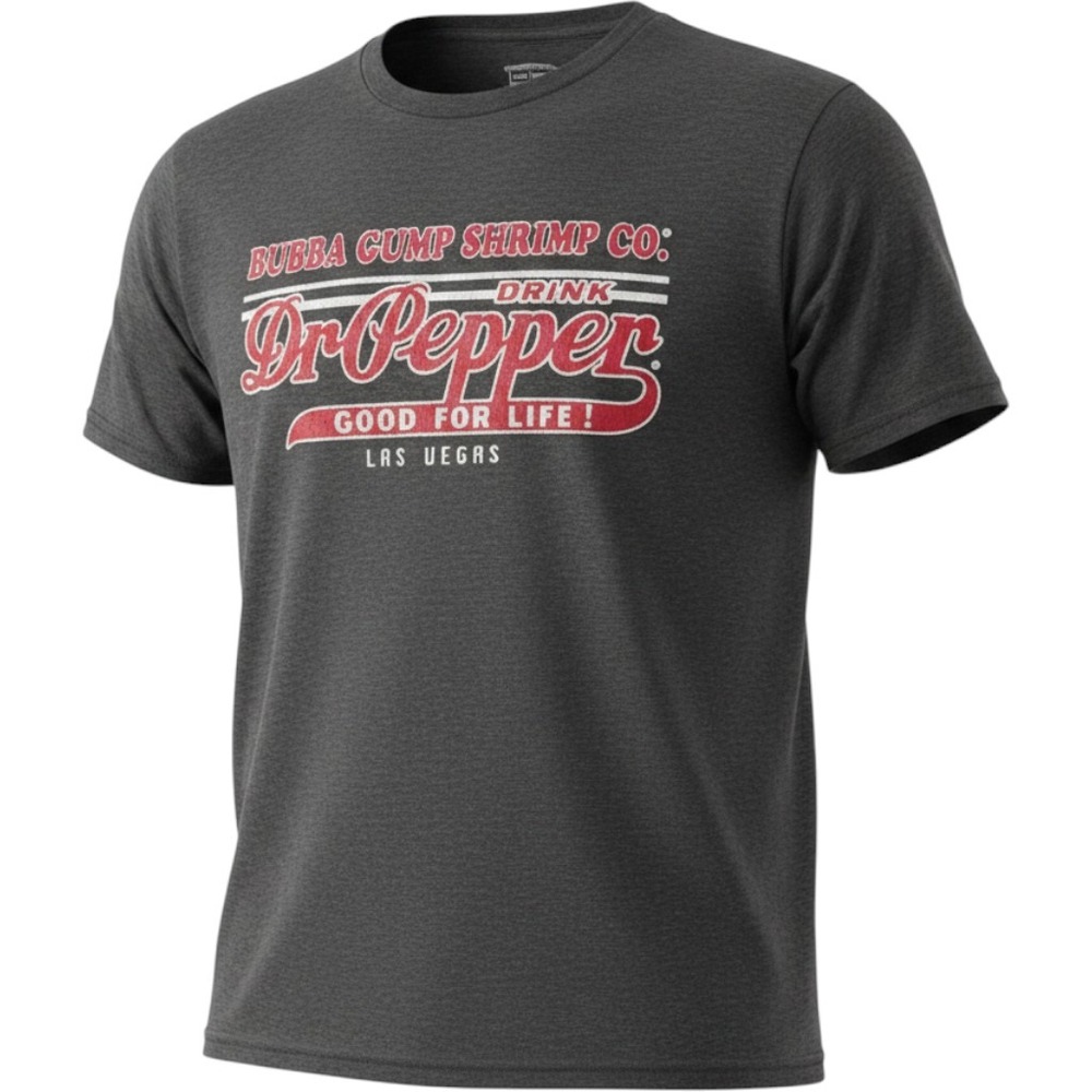Bubba Gump Shrimp Co Dr Pepper Las Vegas Graphic T-Shirt Mens XL Charcoal New
